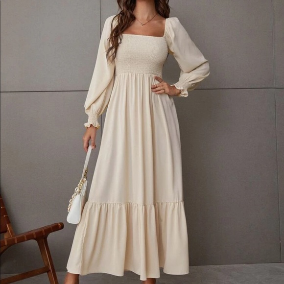 Boho black shirted ruffle hem flounce sleeve maxi dress - Picture 11 of 16